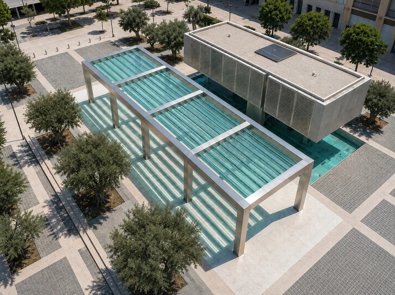 Concepto de pérgola con acrílico colado