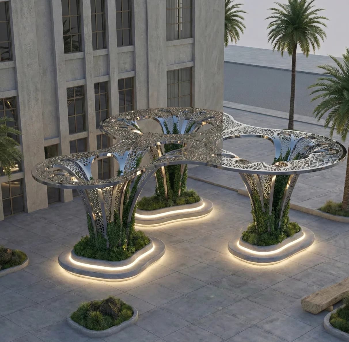Diseño 3D · acero inoxidable, luz, funcionalidad